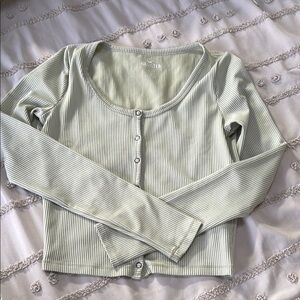 Hollister Green Soft Ribbed Long Sleeve Top